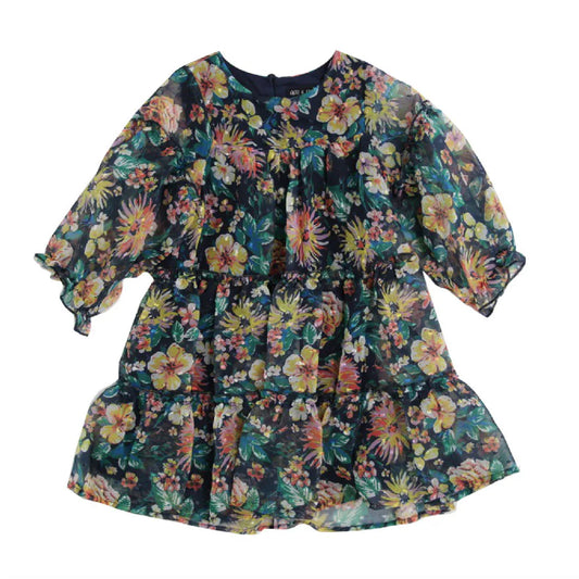 Girls Long-sleeved FLORAL MESH DRESS