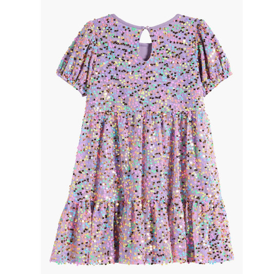 Girls Sequin Ruffle Dress