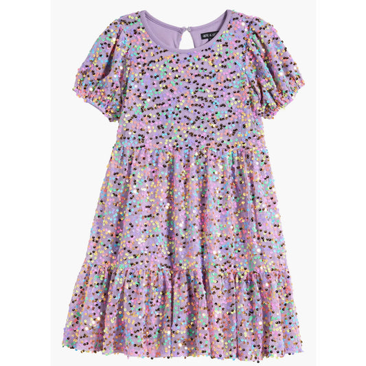 Girls Sequin Ruffle Dress