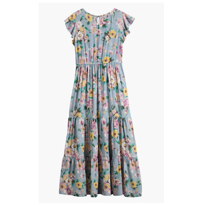 Tween Chiffon Smocked Ruffle Maxi Dress