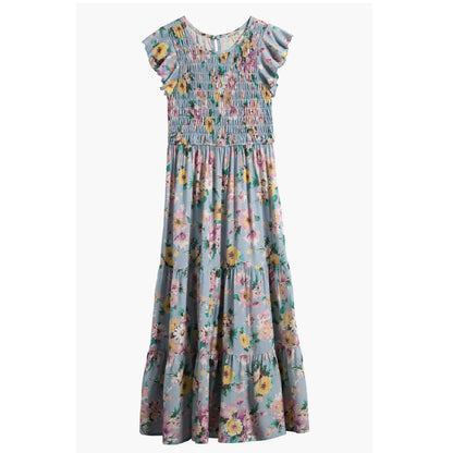 Tween Chiffon Smocked Ruffle Maxi Dress