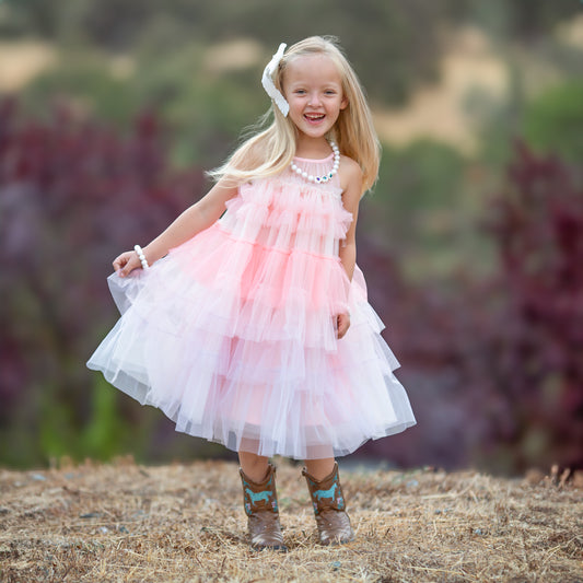 Girls Tiered Tulle Party Dress