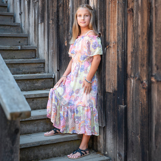 Tween Printed Chiffon Maxi Dress