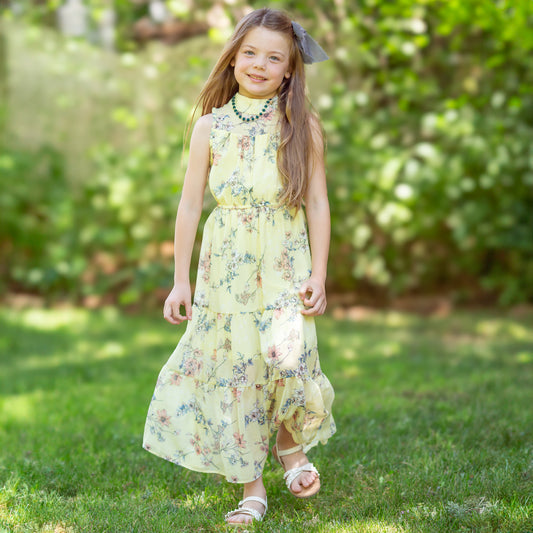 Tween Printed Chiffon Maxi Dress